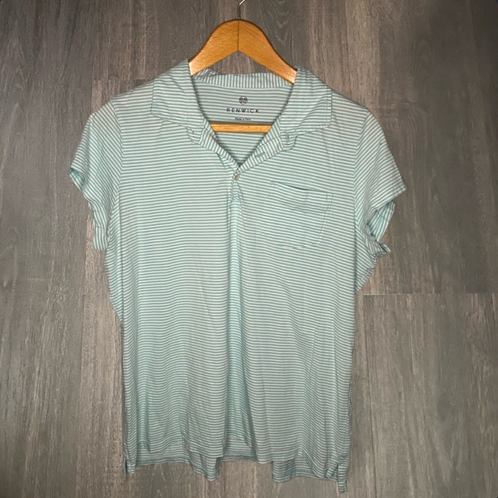 Renwick‎ Pima Cotton Striped Polo Top Size XL